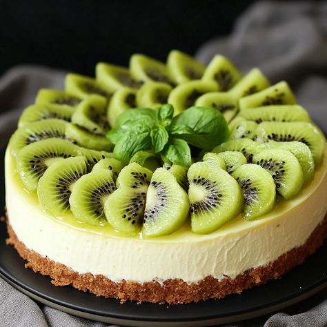 🍰 Easy Kiwi Cheesecake Recipe 🥝 Ingredients : 200g biscuits (Digestive type) 100g melted butter 400g of spreadable cheese 100g of sugar 200ml fresh cream 3 kiwis, peeled and sliced 2 tablespoons of lemon juice 1 sachet of powdered gelatin (or 3 gelatin sheets) Instructions : Crush the biscuits and mix them with the melted butter. Line the bottom of a springform pan with this mixture. In a bowl, beat the cheese spread with the sugar until smooth. Add the crème fraîche and lemon juice, then ... Kiwi Cheesecake, Gelatin Sheets, Kiwi Cake, Spreadable Cheese, Cheese Spread, Springform Pan, Recipe Ingredients, Fresh Cream, Cheesecake Recipe