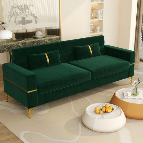 Minimalist Fabric, Modern Velvet Sofa, Deep Seated Sofa, Sofa Green, Living Room Furniture Styles, Sofa Velvet, Style Salon, Quiet Evening, Velvet Couch