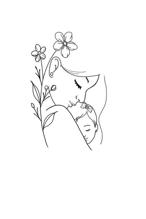 Mother Shoulder Tattoo Ideas, Tattoos For Newborn Daughter, Mama Tattoo Ideas, Drawing Sketches Tattoo, Mom And Daughter Drawing, Mom Baby Tattoo, Mutterschaft Tattoos, Mother And Baby Tattoo, Mom Silhouette