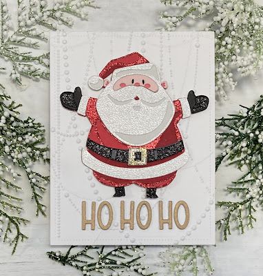 Just Me: c: Inkspirational Challenge #304 - Designer's Choice - Add Glitter - Ho Ho Ho Glittery Santa (Santa Greetings - Tim Holtz) Santa Claus Cards Handmade, Tim Holtz Santa Cards, Tim Holtz Santa Greetings, Tim Holtz Santa, Tim Holtz Christmas Cards, Sizzix Cards, Sizzix Dies, Tim Holtz Cards, Santa Cards