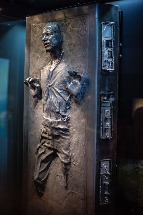 Han Solo frozen in carbonite -- Star Wars: Identities M50 Gas Mask, Han Solo In Carbonite, Han Solo Carbonite, Rare Items, Space Museum, Han Solo, Hans Solo, Star Wars Universe, Cuckoo Clock