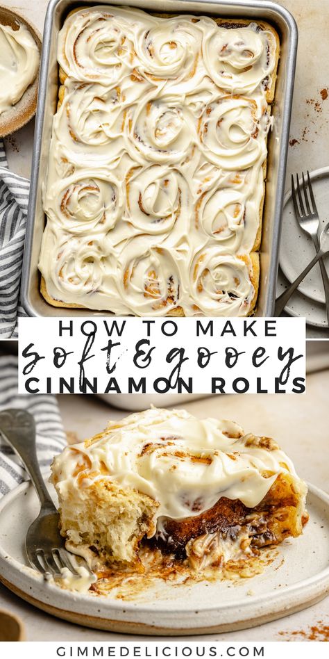 Learn how to make the BEST mouth-watering cinnamon rolls at home. These cinnamon rolls with cream cheese icing are chewy, soft & fluffy and will become your go-to cinnamon rolls! Cinnamon Rolls Homemade Recipe, Easy Cream Cheese Icing, Cinnamon Rolls Homemade Easy, Recipe Cinnamon Rolls, Rolls From Scratch, Overnight Cinnamon Rolls, Cinnamon Rolls From Scratch, Cinnamon Roll Recipe Homemade, Fluffy Cinnamon Rolls