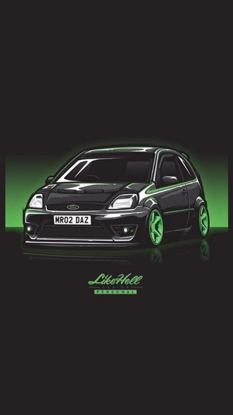 Ford Fiesta St Mk6, Ford Fiesta Modified, Black Car Wallpaper, Low Cars, Ford Motorsport, Ford Rs, Personal Illustration, Ford Fiesta St, Ford Focus St