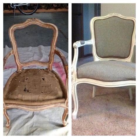 Before After Furniture, Queen Anne Furniture, Chalk Painted Furniture, French Style Chairs, Queen Anne Chair, Reupholster Chair Dining, Chair Drawing, Chair Redo, Refinishing Furniture Diy