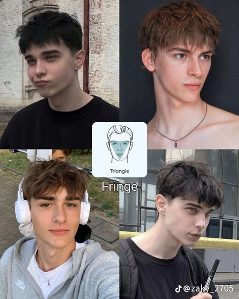 Long Hair Long Face Shape, Fridge Up Haircut Men, Fridge Haircut Men, Fridge Haircut, Inverted Triangle Haircut Men, Short Hair With Bangs Men, Fringe Down Hairstyles Men, Fringe Men Hairstyle, Men’s Hairstyle Fringe