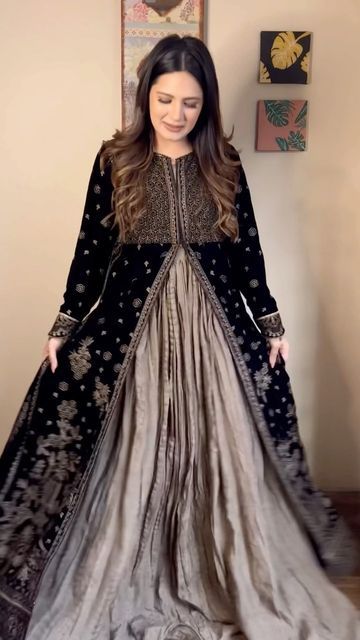 Zoonish Atiq on Instagram: "🫶🏽I’m ready for the festive season🫶🏽 @jazminonline is currently pre-booking these stunning velvet designs from their latest collection ‘The Velvet Galore’ 🖤 To shop, visit their website www.jazmin.pk The fabric quality, embroidery details, exceptional designing & the stunning color are all put together beautifully into this gorgeous outfit. Outfit: @jazminonline Khussa: @tjk_designs_ Accessories: @nakhary.hub @khaadi #JazminOnline #TheVelvetGalore #VelvetColle Velvet Dress Designs Pakistani Wedding, Stylish Dresses For Wedding Indian, Velvet Dress Designs Pakistani, Pakistani Velvet Dresses, Latest Velvet Dresses, Muslim Prom Dress, Dress Design Pakistani, Transition Dress, Desi Fits