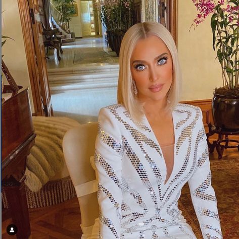 Erika Jayne Girardi's Season 10 Reunion Dress | Big Blonde Hair Erika Jayne Makeup, Baby Doll Eyes, Reunion Dress, Expensive Fashion, Big Blonde Hair, Erika Jayne, Stepford Wife, Real Housewives Of Beverly Hills, Barbie Hair