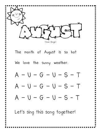 Calendar song August Songs For Preschool, August Poem, August Song, Calendar Songs, Months Song, Kindergarten Calendar, School Song, Preschool Calendar, Graphic Design Magazine