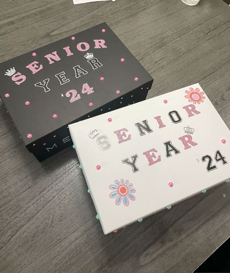 Senior Keepsake Boxes, Freshmen Box Ideas, Senior Memory Box Ideas 2024, Senior Box Ideas 2024, Senior Year Box Ideas 2025, Senior Year Boxes, High School Memory Box Ideas Diy, Senior Year Memory Box Ideas, Senior Things To Do