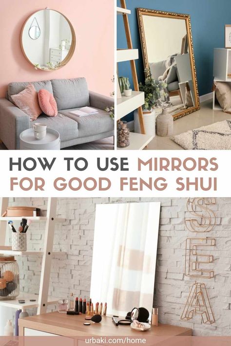 Mirrors are a very common frame for feng shui and are used for many purposes. On a trivial level, mirrors can make your home brighter and more spacious. These two qualities increase the overall energy of your home: Close your eyes and imagine yourself in a small, dimly lit room, then a large, bright room. Can you feel the difference? The use of mirrors or other small objects to regulate the flow of qi, or energy, in space is known as the "small addition method" or Xie Zi Fa in Chinese. Angled Ceiling Decor, Yoga Guest Room, Mirror Over Bed, Feng Shui Mirrors, Close Your Eyes And Imagine, Feng Shui Office, Mirror Placement, Small Bedroom Layout, Bright Room