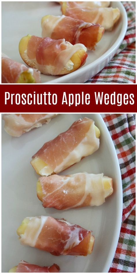 Prosciutto Apple Wedges recipe from RecipeGirl.com #prosciutto #wrapped #apple #apples #creamcheese #fall #appetizer #entertaining #party #recipe #RecipeGirl Apple Dips, Prosciutto Appetizer, Party Meals, Super Easy Appetizers, Fall Appetizer, Prosciutto Recipes, Wedges Recipe, Prosciutto Wrapped, Asian Recipe