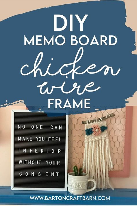 Chicken Wire Memo Board Girls Camp Project Memo Board Diy, Chicken Fencing, Wire Memo Board, Display Earrings, Chicken Wire Frame, Cute Message, Message Center, Hobby Farm, Diy Craft Tutorials