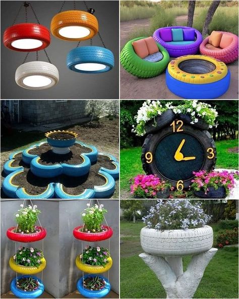 Old Tyres, Diy Christmas Snowflakes, Reuse Old Tires, Tire Planters, Snow Flakes Diy, Old Tires, Creative Gardening, Christmas Snowflakes, Christmas Table Decorations