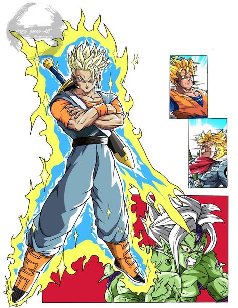 Goku And Gohan Fusion, Gohan And Trunks, Optimus Prime Wallpaper Transformers, Dragon Ball Painting, Dragon Ball Super Artwork, Bleach Fanart, Dbz Art, Dragon Ball Image, Anime Dragon Ball Goku