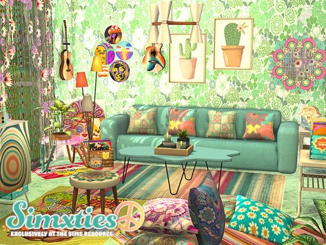 Sims 4 Cc Hippy Furniture, Sims 4 Cc Retro Decor, Sims 4 Cc Bohemian Furniture, Sims 4 Cc Furniture Maximalist, Sims 4 Artsy Cc, Sims 4 Cc Colorful Furniture, Sims 4 Cc Living Room Furniture Ideas, Sims 4 Maxis Match Clutter, Sims 4 Maximalist Cc