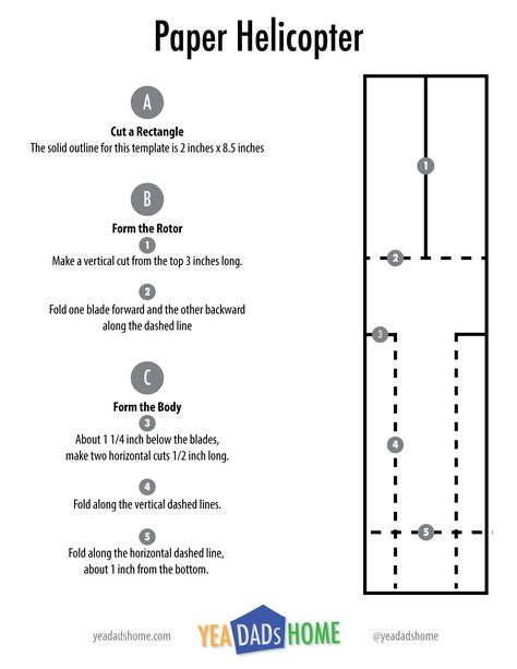 Paper Helicopter Template Free Printable, Paper Helicopter Template, Picnic Crafts, Diy Helicopter, Helicopter Craft, Paper Helicopter, Recess Games, Transportation Activities, Beautiful Paper Flowers