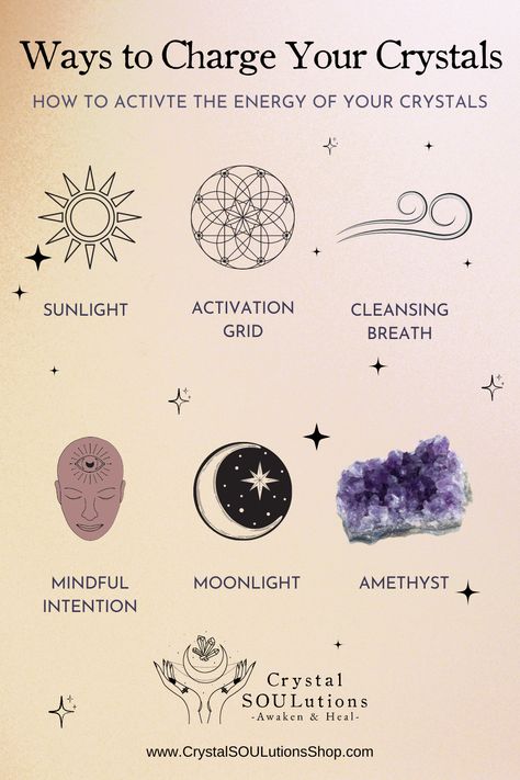 Must Have Crystals For Witches, Sun Charging Crystals, Cleanse And Charge Crystals, How To Cleanse And Charge Crystals, Ways To Charge Crystals, Crystals For Energy Boost, How To Charge Your Crystals, Sun Safe Crystals, How To Activate Crystals