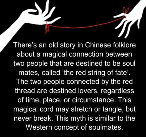 ...and it's called the "Red String of Fate." Fate Tattoo, Soulmates Art, Fate Destiny, String Of Fate, Soulmate Signs, Red String Of Fate, Twin Flame Reunion, Red Ink Tattoos, Soul Mates