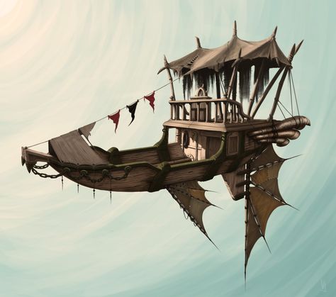 Flying Ship Art, Steampunk Ship, Airship Art, Flying Ship, Steampunk Vehicle, Steampunk Airship, Art Steampunk, Flying Vehicles, Flying Boat