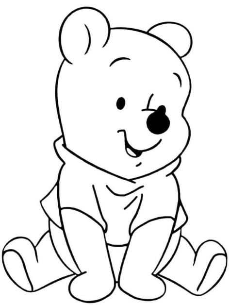 Pooh Bebe, Winnie The Pooh Drawing, Winnie The Pooh Cartoon, Baby Coloring Pages, Disney Character Drawing, Cartoon Drawing Tutorial, Cute Winnie The Pooh, Bear Coloring Pages, Disney Colors