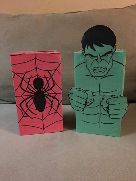 Boys Valentines Boxes Spiderman, Hulk Valentine Box Ideas, Hulk Valentines Boxes, Spider Man Valentine Box Ideas, Spiderman Valentine Box Ideas, Valentine Box Boys, Marvel Valentines Cards, Superhero Preschool, Construction Valentines