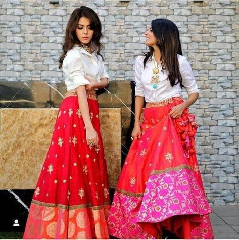 831c2f88a604a07ca94314b56a4921b8desc41562184ri Skirt And White Shirt, Beautiful Lehenga, Brocade Skirt, Indian Outfits Lehenga, Silk Crop Top, Lehnga Dress, Long Skirt Outfits, Long Dress Design, Indian Gowns Dresses