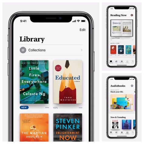 The big update of the iBooks app is coming together with iOS 12. It may roll out to users as soon as on September 12. Apps For Book Lovers, Grid App, Book Infographic, Library App, Netflix App, Mobile App Design Inspiration, Portfolio Website Design, Reading Apps, App Design Inspiration