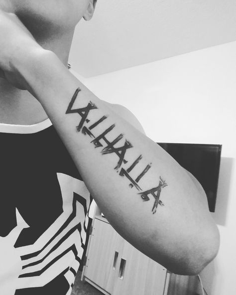 Until Valhalla Tattoo, Til Valhalla Tattoo, Till Valhalla Tattoo, Zee Tattoo, Valhalla Tattoo, Viking Tattoo Sleeve, Cool Back Tattoos, Military Tattoos, Half Sleeve Tattoos For Guys