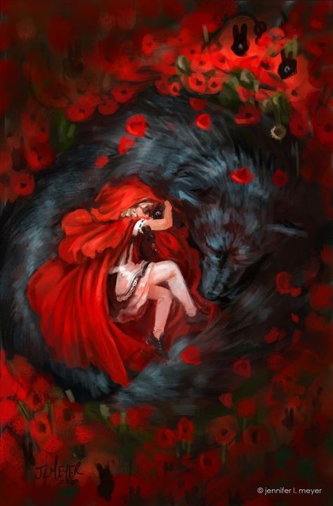 Lup Singuratic, Red Riding Hood Wolf, Red Riding Hood Art, Red Ridding Hood, Werewolf Art, Red Wolf, Fairytale Illustration, Mythical Creatures Art, Fox Art