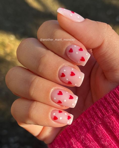 Dallas Nails, Short Valentines Day Nails, Vday Nails, Special Nails, February Nails, Nail Designs Valentines, Simple Gel Nails, Her Nails, Simple Acrylic Nails