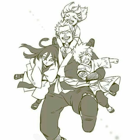 Stolen from @obi_rin_ 🙃 Jiraiya Tsunade, Jiraiya And Tsunade, Naruto Teams, Kakashi Sensei, Naruto Fan Art, Naruto Series, Naruto Cute, Naruto Kakashi, Naruto Pictures