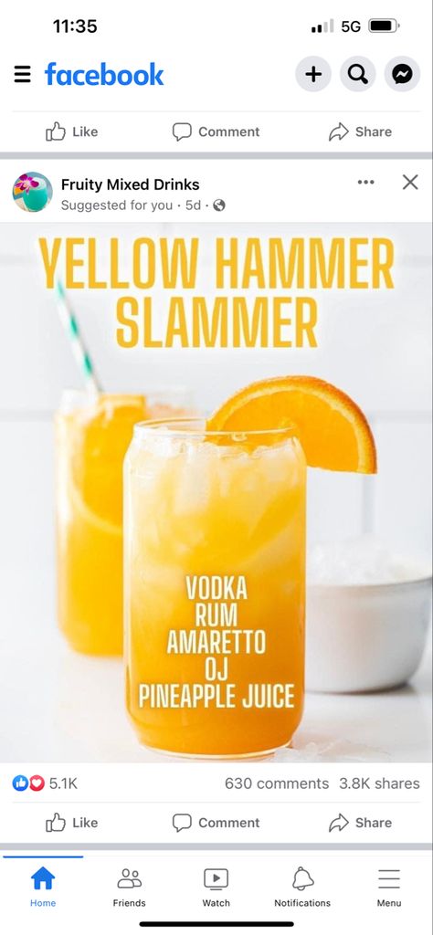 2 oz vodka, 2 oz white rum, 1 oz amaretto, 4 oz orange juice, 7 oz pineapple juice Fruity Mixed Drinks, White Rum, Pineapple Juice, Orange Juice, Mixed Drinks, Gender Reveal, Vodka, Rum, Pineapple