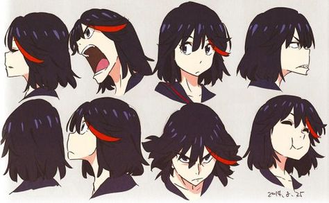 Mata Manga, Kill A Kill, Kill La Kill Art, Character Design Girl, Model Sheet, Kill La Kill, Anime Expressions, Face Expressions, Character Sheet