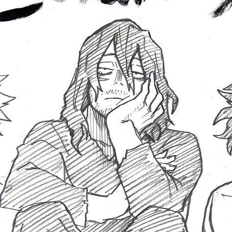 Aizawa Blushing, Aizawa Pfp, My Hero Academia Drawing, Aizawa Manga, Mha Aizawa, Shōta Aizawa, Hero Academia Icons, Mha Art, Academia Icons