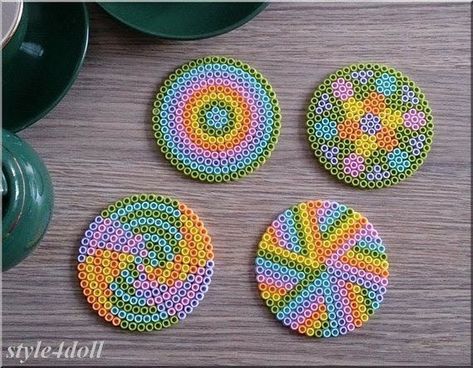 Bead Jewelry Ideas, Perler Bead Coasters, Bead Coasters, Beads Perler, Hamma Beads Ideas, Easy Perler Bead Patterns, Easy Perler Beads Ideas, Hamma Beads, Fuse Bead Patterns