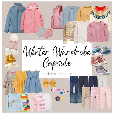 Kids Winter Capsule Wardrobe, Toddler Capsule Wardrobe Girl, Outfit Ideas For Cold Weather, Winter Wardrobe Capsule, Capsules Wardrobe, Minimalist Baby Clothes, Holiday Capsule Wardrobe, Fall Winter Capsule Wardrobe, Outfits For Kids