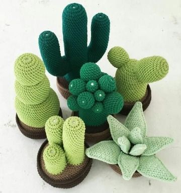 imagenes de como hacer cactus a crochet Cactus En Crochet, Crochet Succulent, Cactus Craft, Crochet Garden, Crochet Cactus, Crochet Plant, Haken Baby, Crochet Flower Patterns, Cactus And Succulents