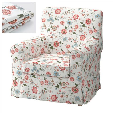 IKEA+Ektorp+JENNYLUND+Armchair+SLIPCOVER+Cover+VIDESLUND+Multicolor+FLORAL+Cottage+Romantic Ikea Chair Cover, Ikea Armchair, Ikea Fabric, Contemporary Couches, Ikea Ektorp, Recliner Chair Covers, Ikea Catalog, Ikea Chair, Armchair Slipcover