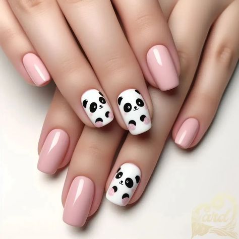 https://card9.com/ai/petite-panda-nail-set Panda Nails Designs, Panda Nail Art Design, Panda Nails, Panda Nail Art, Nail Sunny, Preppy Nails, Nail Routine, Trendy Nail Designs, Small Nails