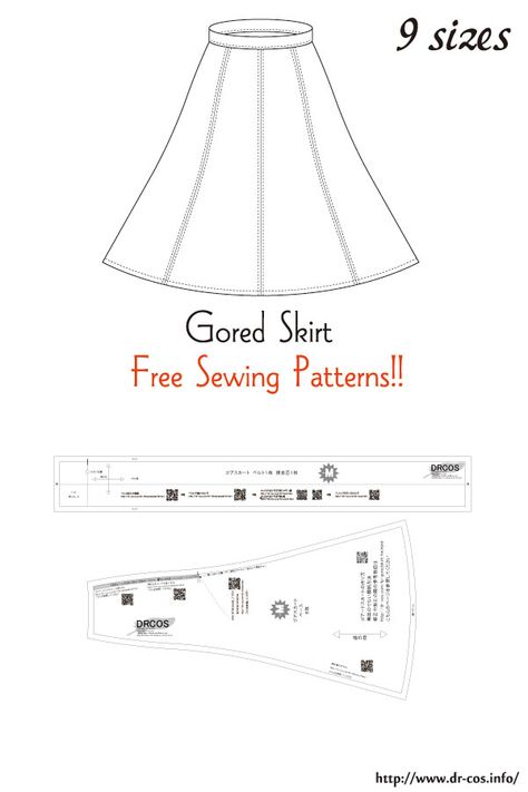 This is the pattern of a Gored Skirt. cm size(A4 size) Children's-100,120,140/Ladies'-S,M,L,LL/Men's-L,LL Gored Skirt Pattern Drafting, Gore Skirt Pattern, Gored Skirt Pattern, Paneled Skirt Pattern, Skirt Sewing Pattern Free, Pattern Skirts, A Line Skirt Pattern, Gore Skirt, Skirt Pattern Free