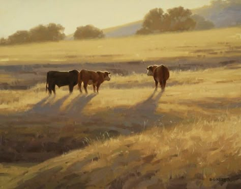 Farm Oil Painting, Cow Landscape, Farm Paintings, Painting Competition, Farm Art, Cow Painting, Landscape Art Painting, Country Scenes, Cow Art