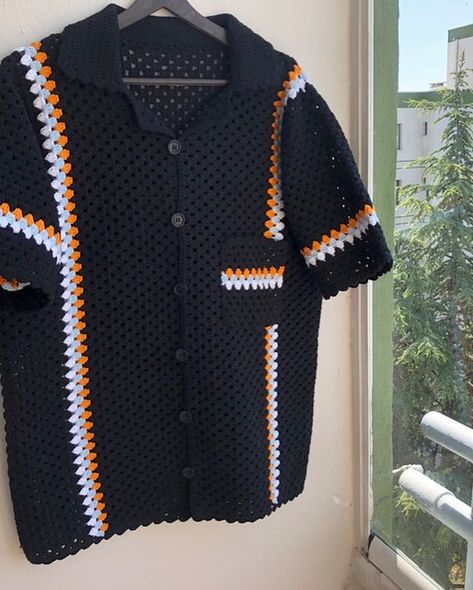 Crochet men shirt : price 👇👇 Row 1 Small : 35k Medium : 40k Large : 45k X-Large : 50k 2xl : 55k Row 2 - 9 Small : 30k Medium: 35k Large: 40k X-Large: 45k 2xl : 50k Crochet Men Shirt, Crochet Shirt Free Pattern, Crochet Shirt Pattern, Crochet Dress Outfits, Crochet Artist, Crochet Men, Crochet T Shirts, Crochet Business, Crochet Clothing And Accessories