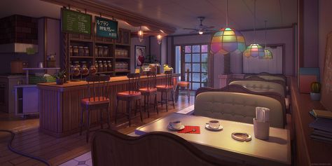 ArtStation - Rainy Cafe Leblanc (Persona 5 Fanart), Anastasiya Osichkina Leblanc Persona, Anime Backgrounds Cafe, Rainy Cafe, Cafe Leblanc, Anime Cafe, Habbo Hotel, Anime Coffee, Anime Tattoo Designs, Gacha Background