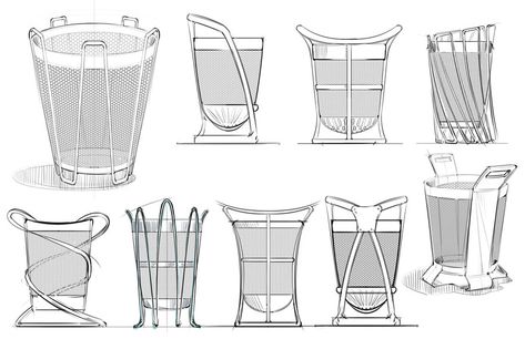 Smart Design on Redesigning NYC's Iconic Trash Can - Core77 Trash Can Reference, Trash Can Drawing, Trash Bin Design, Dustbin Design, Dustbin Design Creative, Trash Can Design, Trash Can Illustration, Public Trash Can, Trash Design