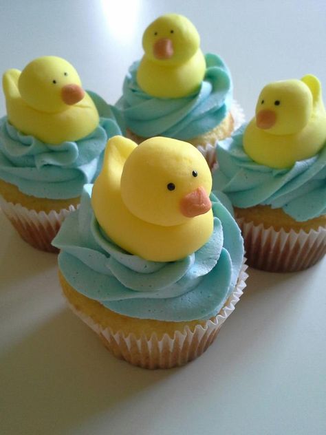 Ducky Cupcakes Duck Cupcakes, Rubber Ducky Baby Shower, Rubber Duckies, Creative Cupcakes, Rubber Ducks, Baby Shower Cupcakes, Fun Cupcakes, Rubber Ducky, Creative Cakes