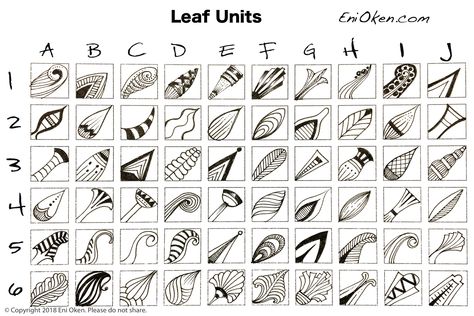 Leaf Tangles — Eni Oken Doodles Borders, Ink Cross Hatching, Eni Oken, Flowers Mandala, Zen Doodle Patterns, Zentangle Tutorial, Tangle Pattern, Tangle Doodle, Drawing Flowers