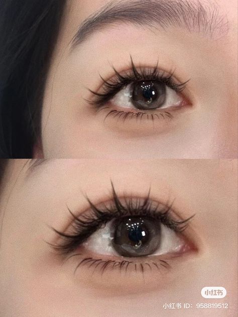 Douyin Eyelashes, Douyin Makeup Lashes, Manhwa Lashes, Manhua Lashes Makeup, Manhua Lashes, Douyin Lower Lash, Douyin Fox Eye Makeup, Chinese Eyelash Extensions, Lash Extensions Makeup