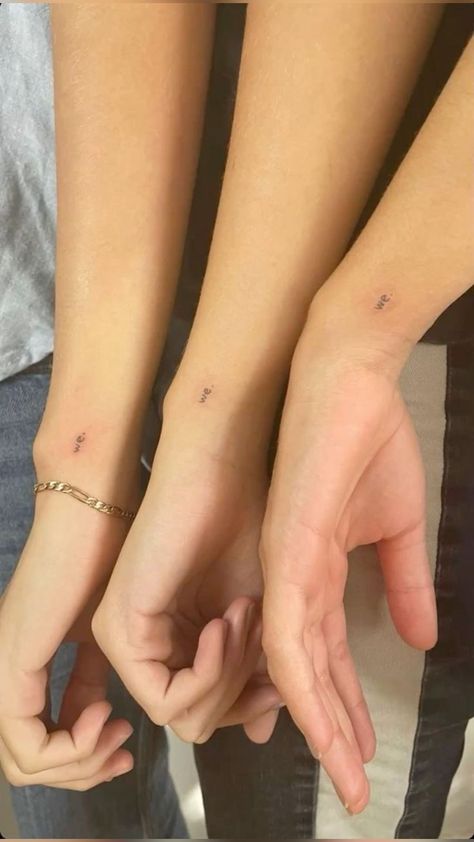 Matching Tattoo Locations, Tattoos That Symbolize Friendship, Multiple Initial Tattoo, Matching Tattoos Initials, Tattoos For 3 Cousins, Funny Tattoos For Best Friends, Matching Initial Tattoos Couple, Dainty Bestie Tattoos, Dainty Sibling Tattoos