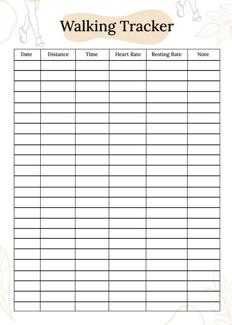 Walking tracker Walking Tracker Printable Free, Walking Chart, Therapy Tracker, Walk Tracker, Miles Tracker, Walking Tracker, Walking Exercise Plan, Training Tracker, Printable Vouchers