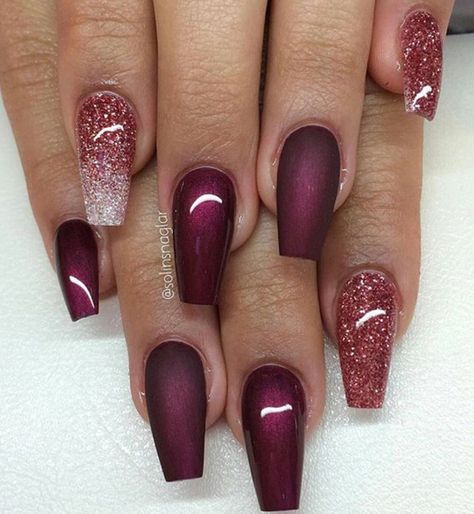 Pinterest: @forevertiaira † Maroon Nails, Burgundy Nails, Hot Nails, Fancy Nails, Nail Arts, Creative Nails, Manicure E Pedicure, Chrome Nails, Gorgeous Nails